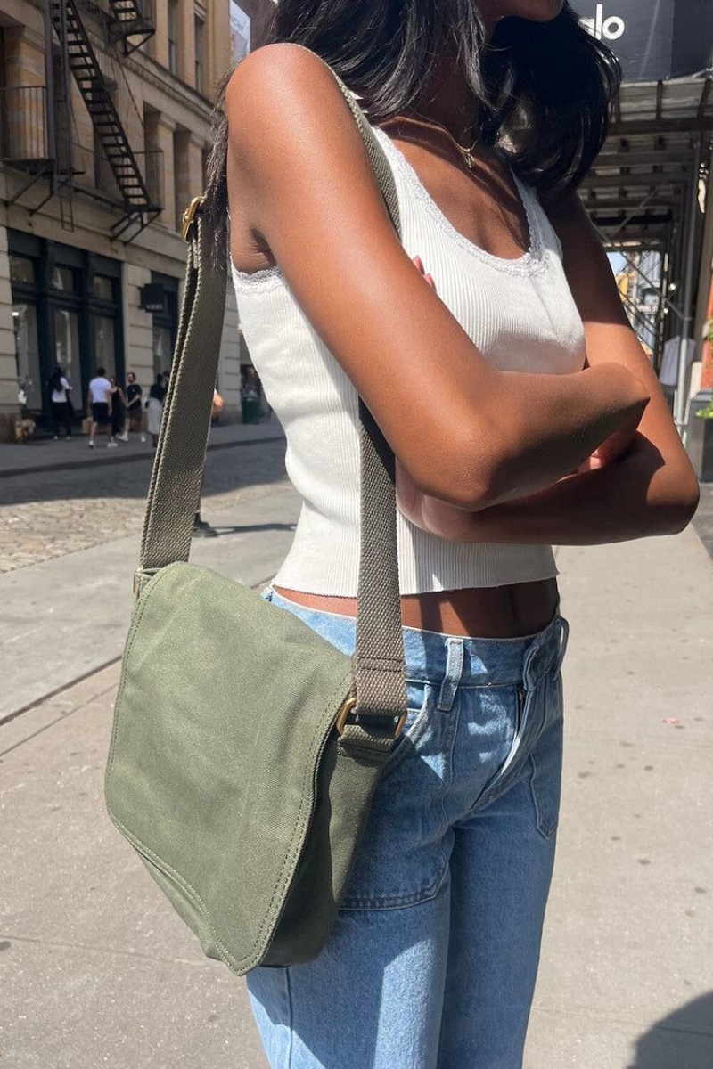 Sacs Brandy Melville Messenger Vert Olive | RHG-82441197